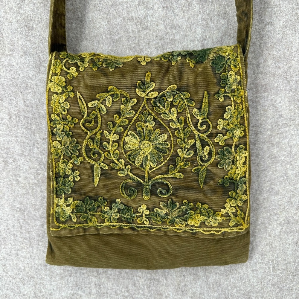 Earth Divas Hobo Bohemian Bag Crossbody Floral Embroidery Zip 8x8 Nepal‎